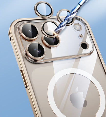 Luxury Clear Magnetic Armor Case with Aluminum Alloy Frame & Pop-Open Lock