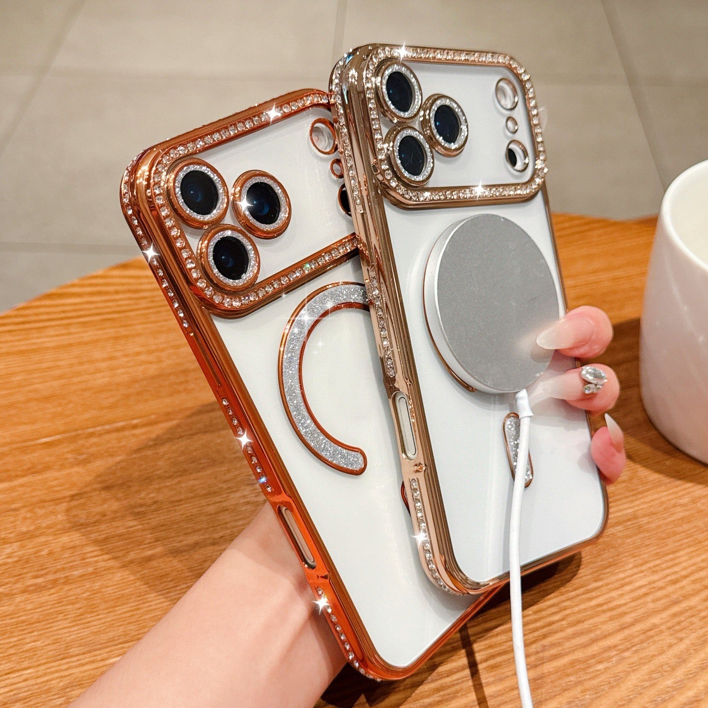 Luxury Crystal Ring Holder Case – Brown