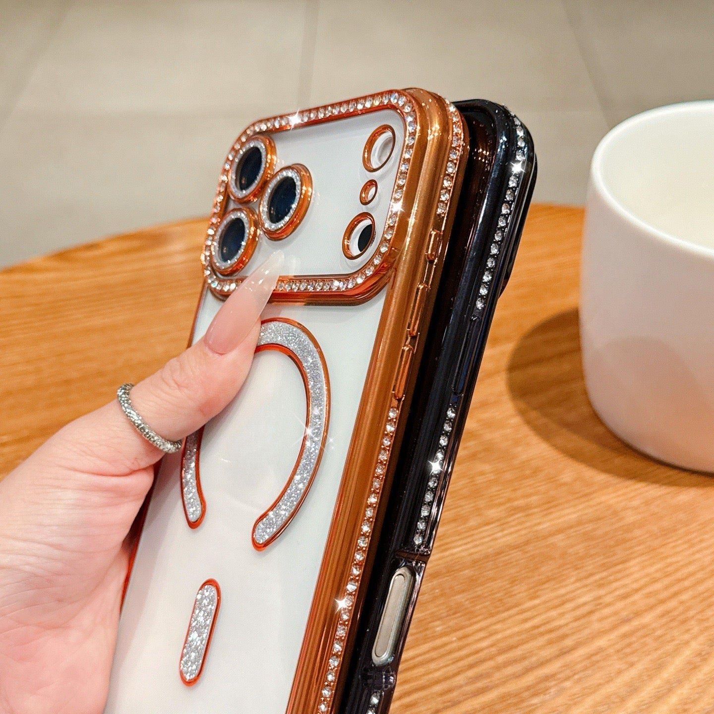 Luxury Crystal Ring Holder Case – Brown