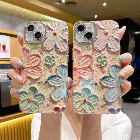 3D Floral Embossed Transparent Case
