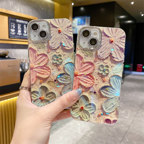 3D Floral Embossed Transparent Case
