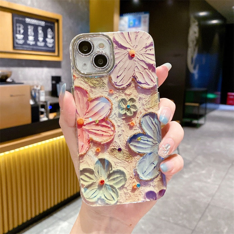 3D Floral Embossed Transparent Case