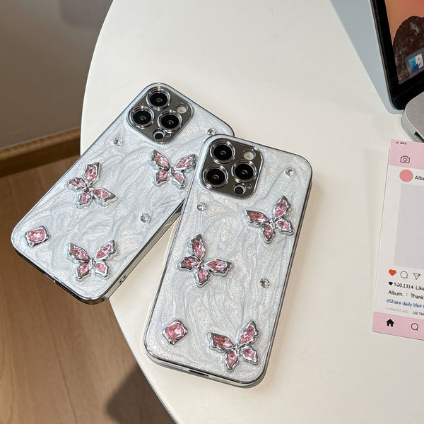 Handmade Crystal Butterfly Luxe Case (Silver)