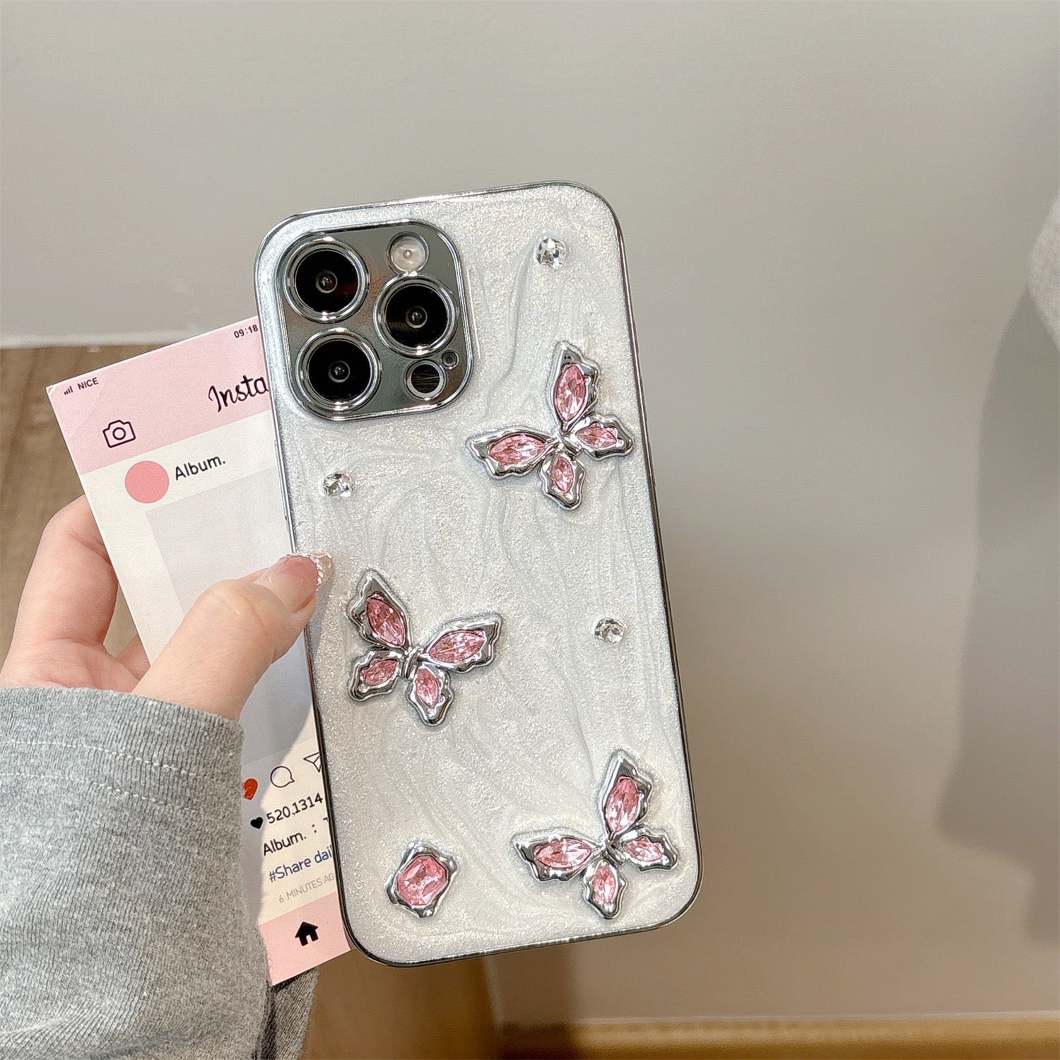 Crystal Butterfly Luxe Case (Silver)