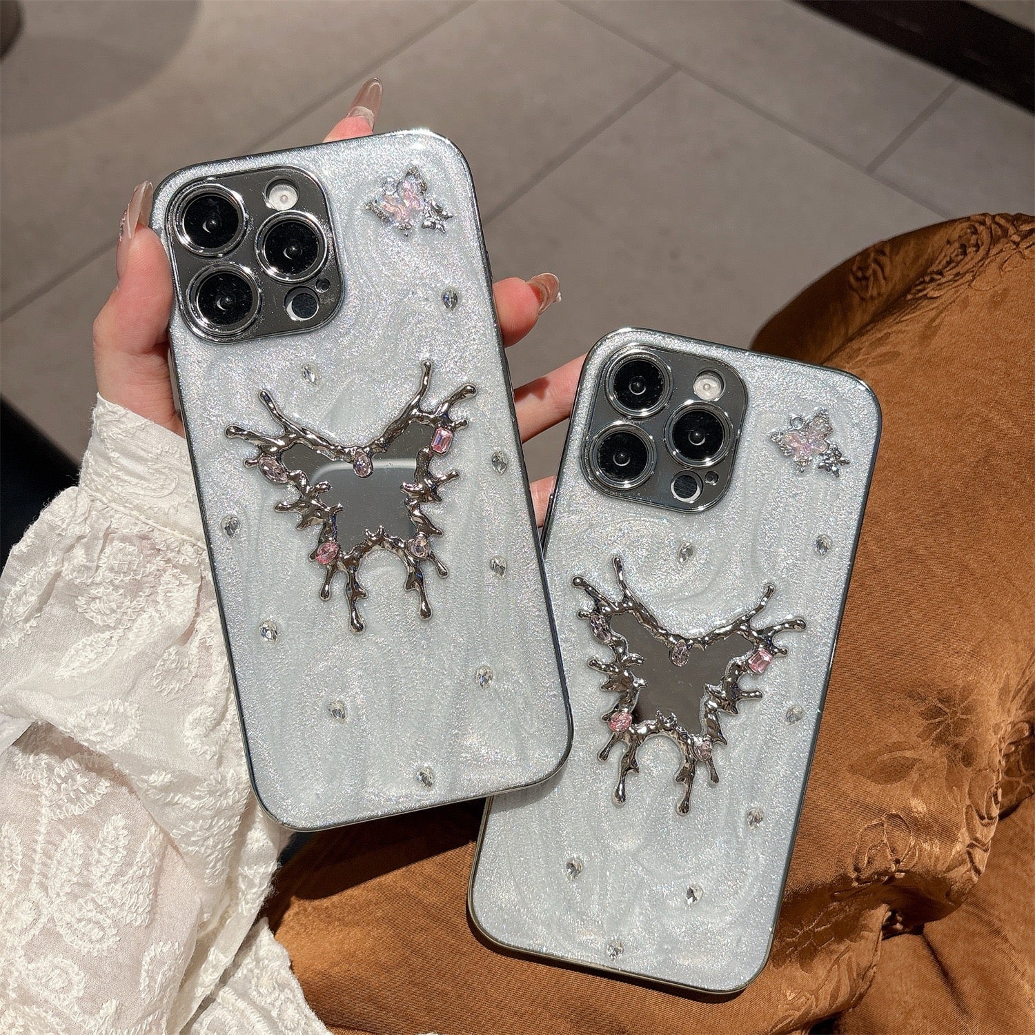 Crystal Butterfly Mirror Case