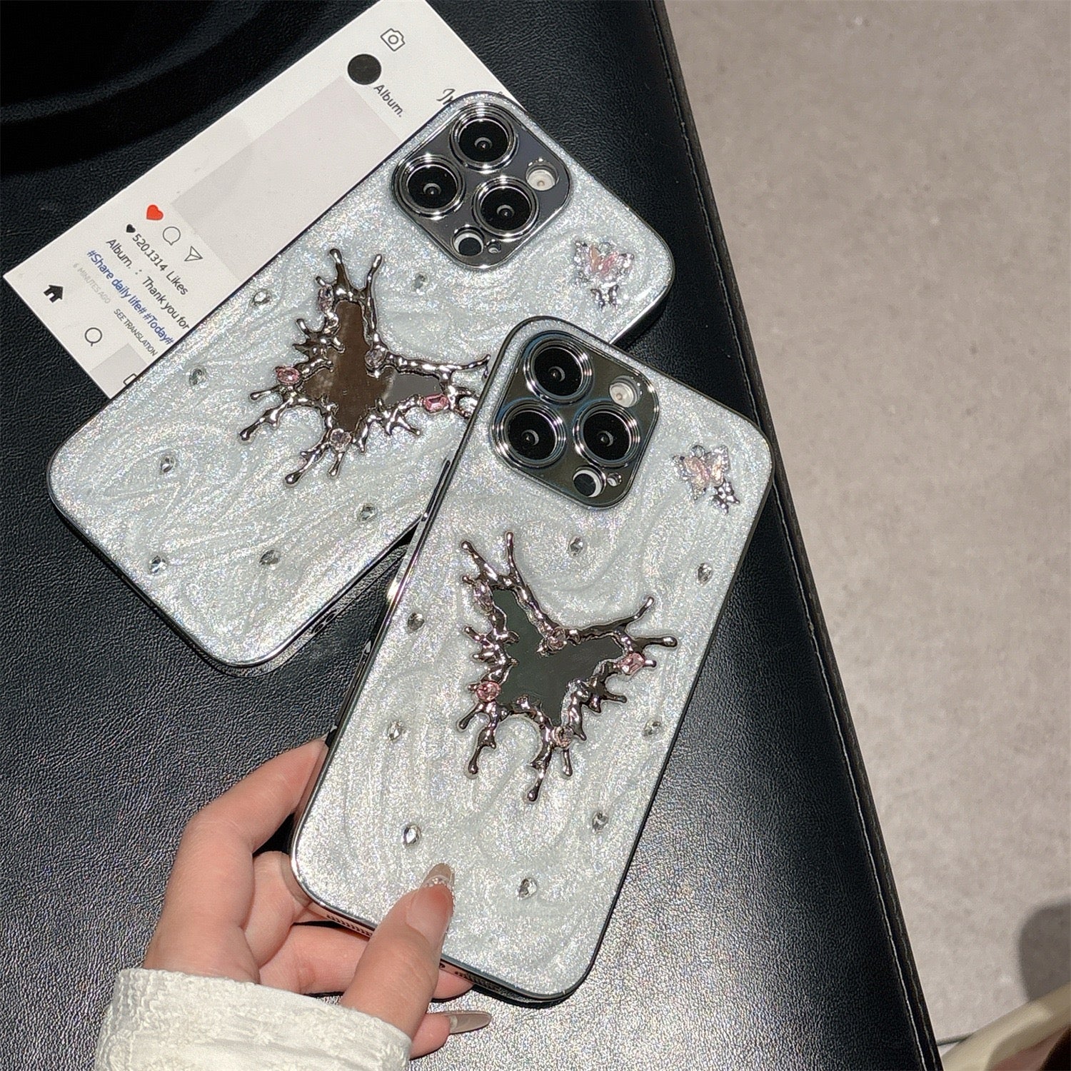 Crystal Butterfly Mirror Case