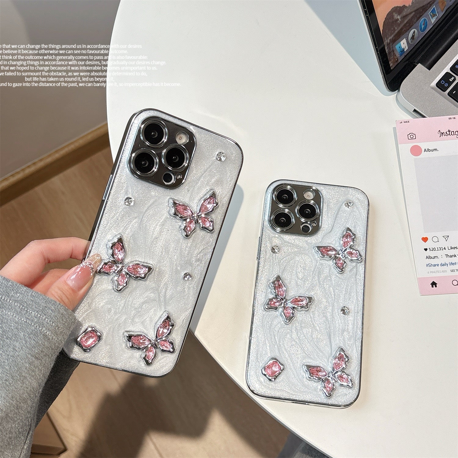 Crystal Butterfly Luxe Case (Silver)