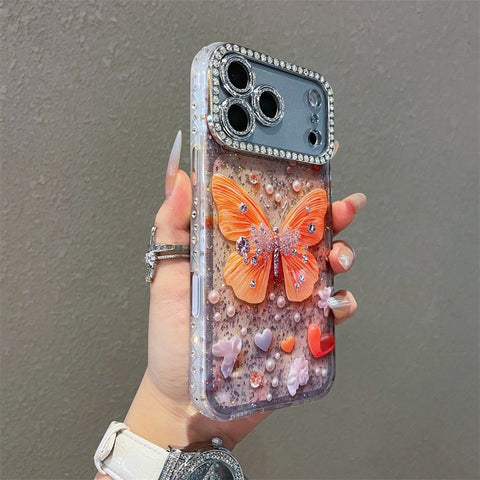3D Butterfly Crystal Case with Diamond Camera Frame