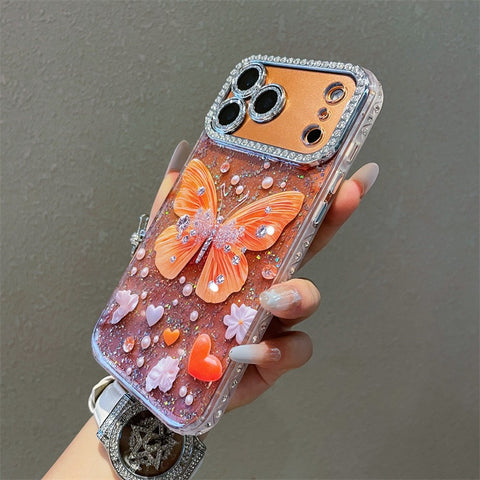 3D Butterfly Crystal Case with Diamond Camera Frame