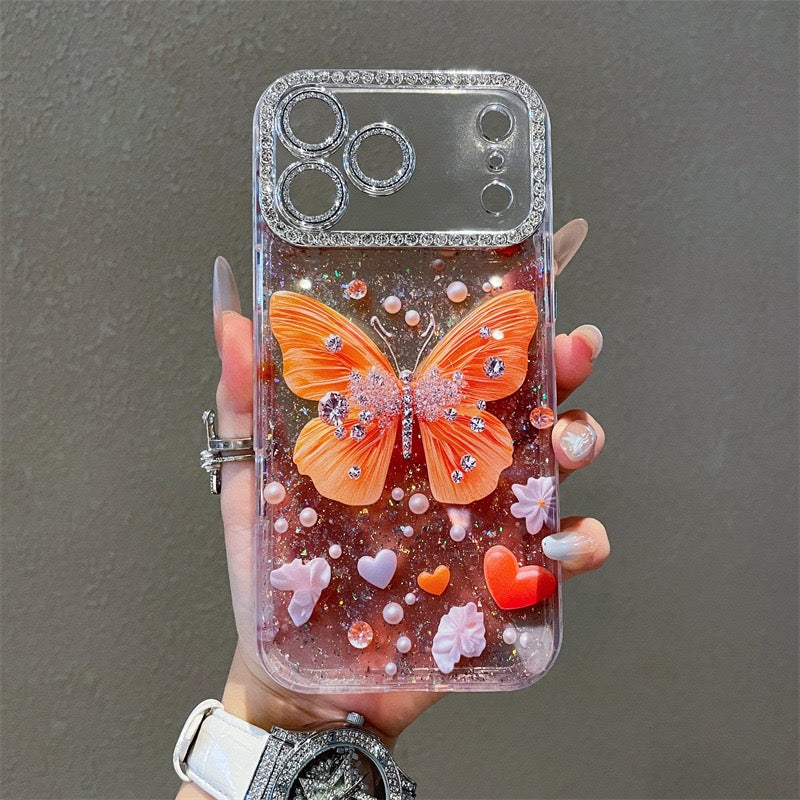 3D Butterfly Crystal Case with Diamond Camera Frame