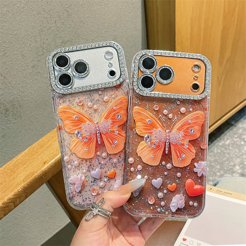 3D Butterfly Crystal Case with Diamond Camera Frame