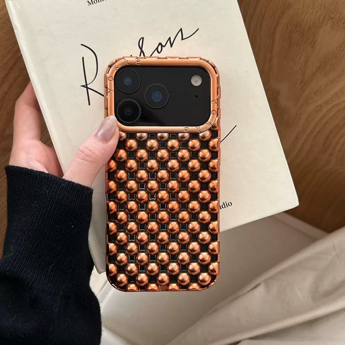 Bronze Metal Studded Luxe Case